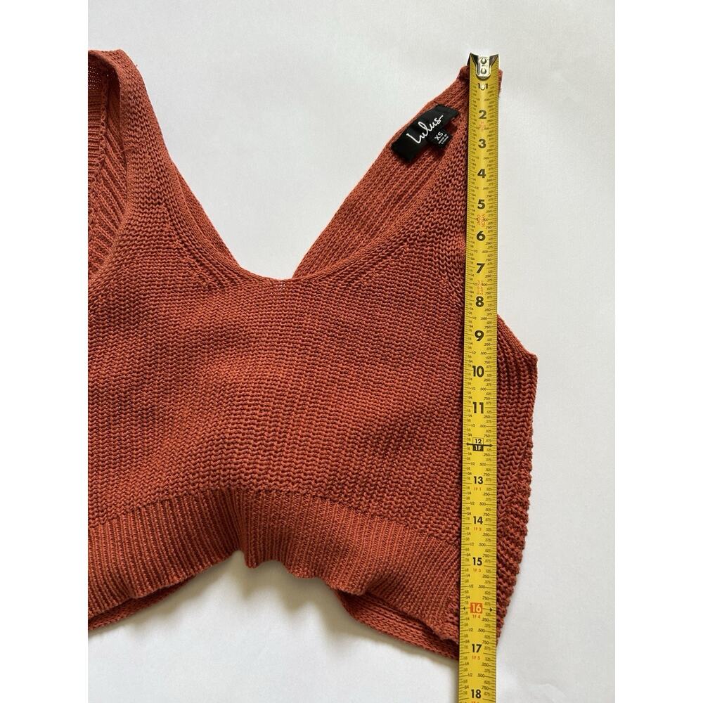 Lulus Knit Crop Tank Top XS Brown Twist Front Sweater Sleeveless Boho Cozy - Picture 8 of 11
